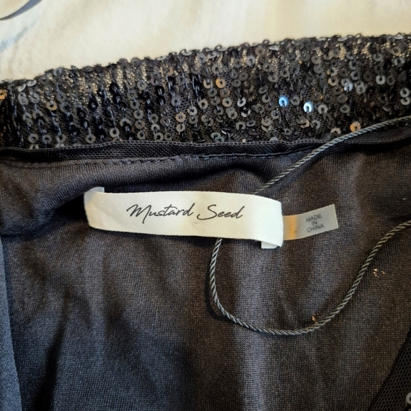 Mustard Seed women's size Large black mini sequined covered romper pockets NWT - Picture 7 of 10